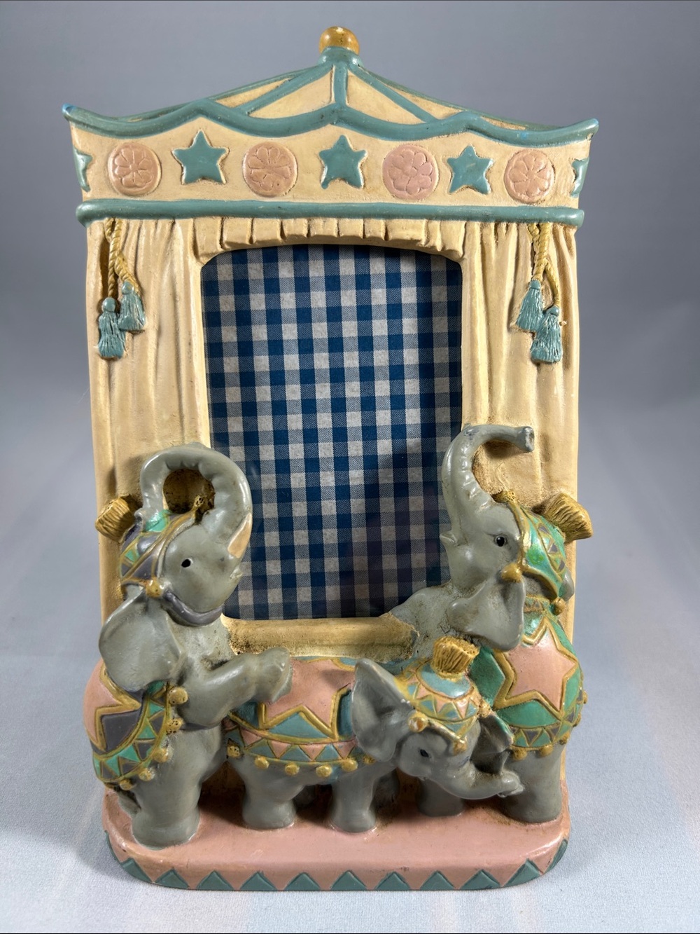 Holson Elephant Carousel Picture Frame – Cream, Pastel Blue & Pink 3” x 4 photo